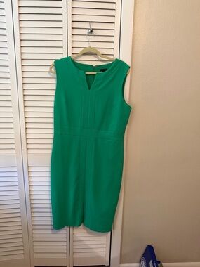 Ann Taylor Green Sheath Dress Size 12 – Bright Green Career Work Midi Dress